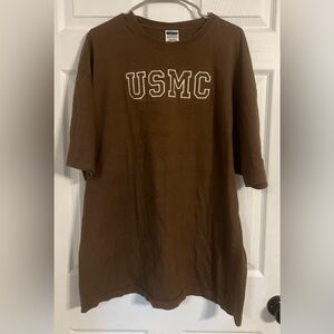 Htnaturals Men’s Short Sleeve Brown Xxl Usmc Embroidered